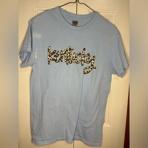 Kentucky Cheetah Print Short Sleeve // Size: Small // Color: Light blue, Brown